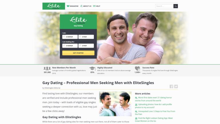 EliteSingles gay dating screenshot